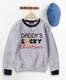 Daddy Lucky Charm Contrast Sweat Shirt for Kids