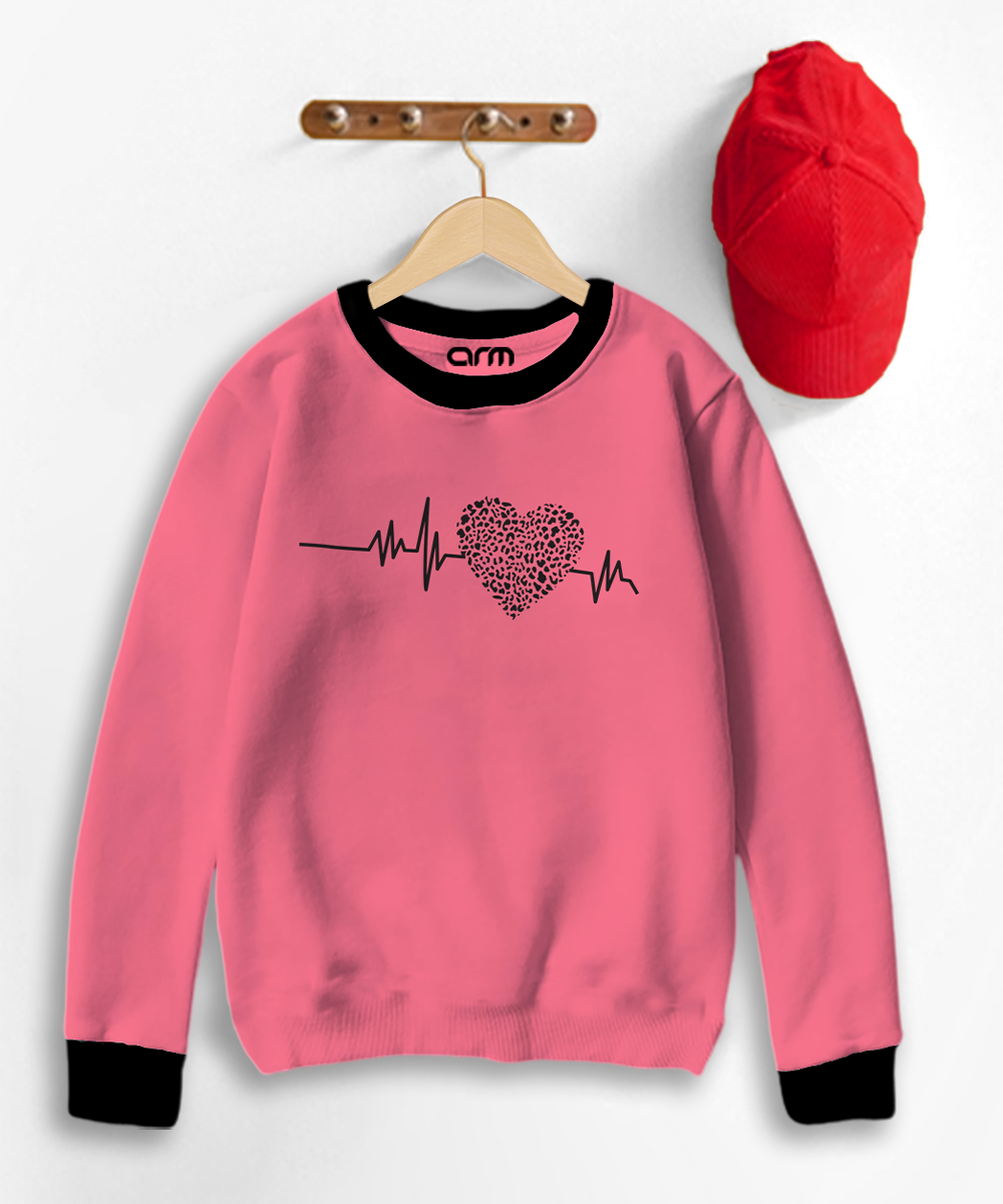 Heart Beat Contrast Sweat Shirt for Kids