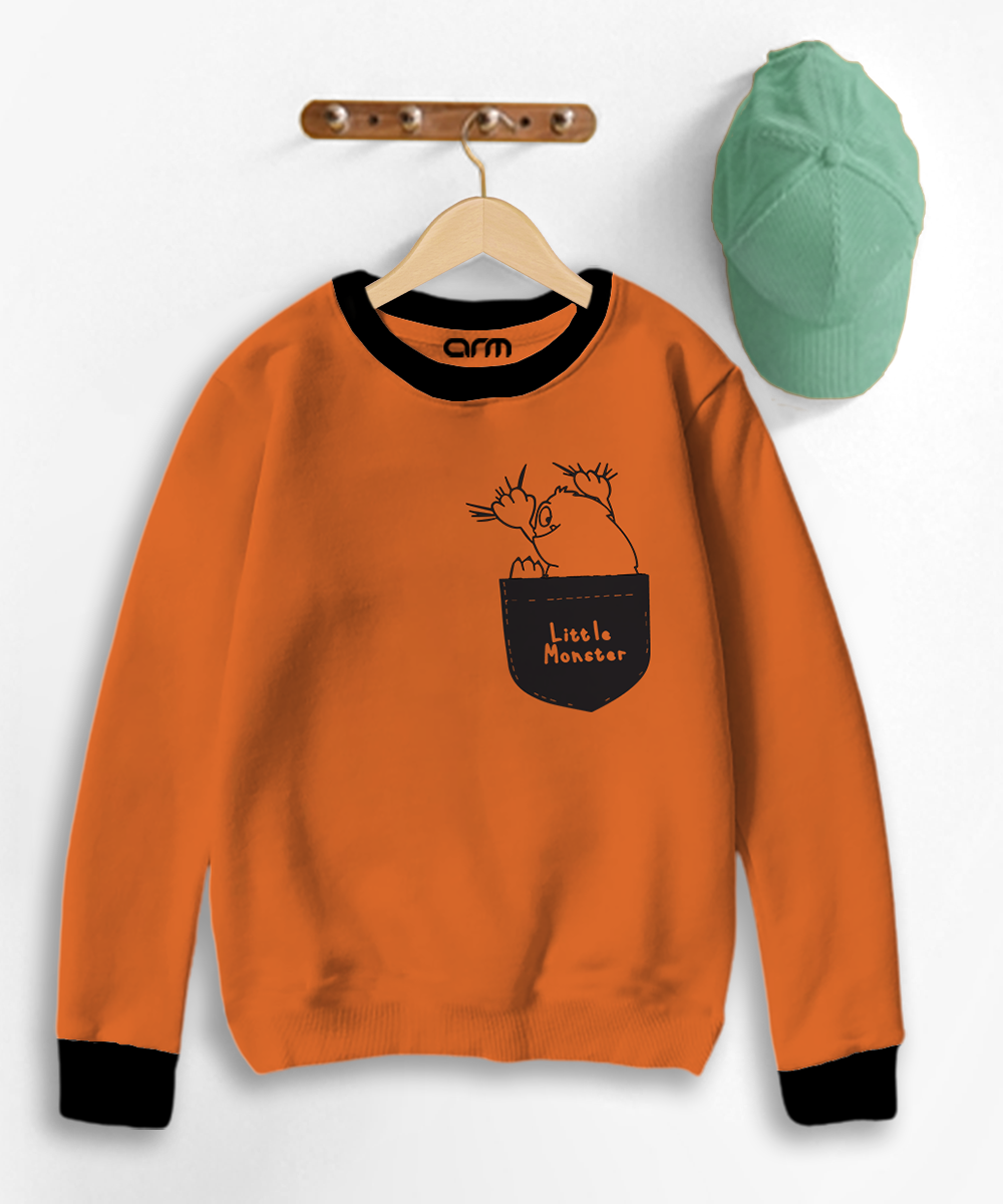 Little Monster Contrast Sweat Shirt for Kids