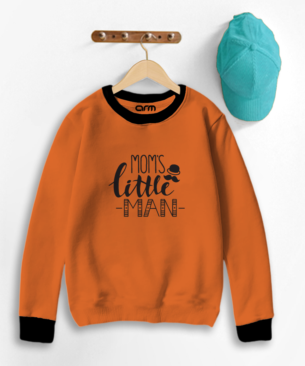 Moms Little Man Contrast Sweat Shirt for Kids