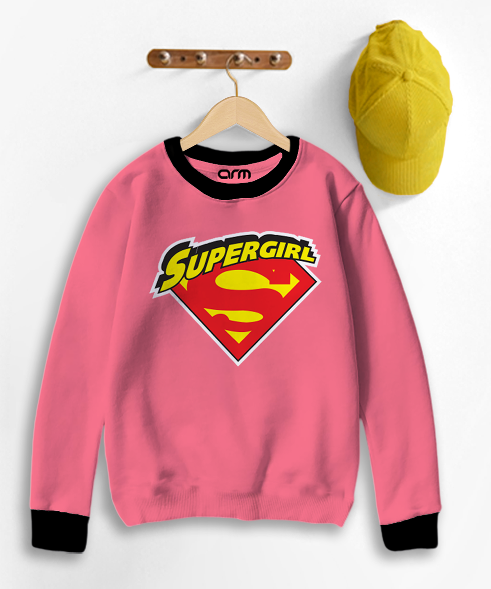 Super Girl Contrast Sweat Shirt for Kids
