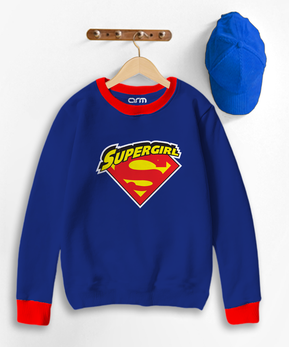 Super Girl Contrast Sweat Shirt for Kids