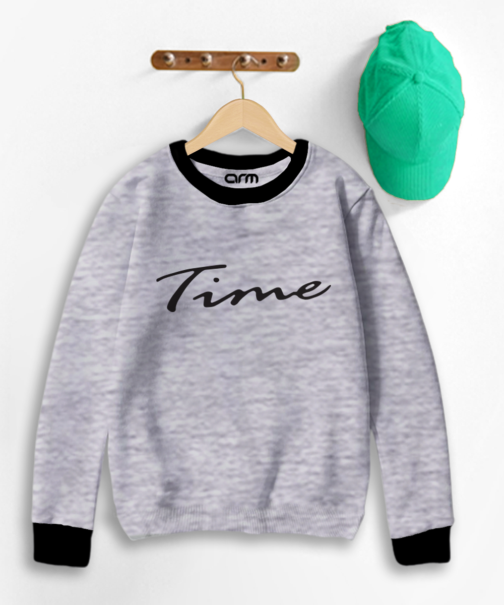 Time Contrast Sweat Shirt for Kids