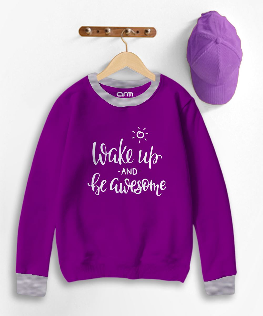 Wake Up Contrast Sweat Shirt for Kids