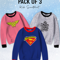 Pack of 3 Contrast Rib Sweat Shirts (DRM-SUPGIRL-WOMEN)