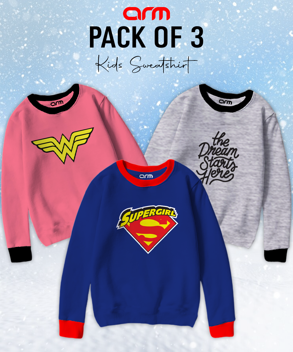 Pack of 3 Contrast Rib Sweat Shirts (DRM-SUPGIRL-WOMEN)