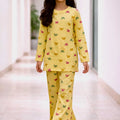 Yellow Butterfly Pattern T-Shirt & Trouser For Girls