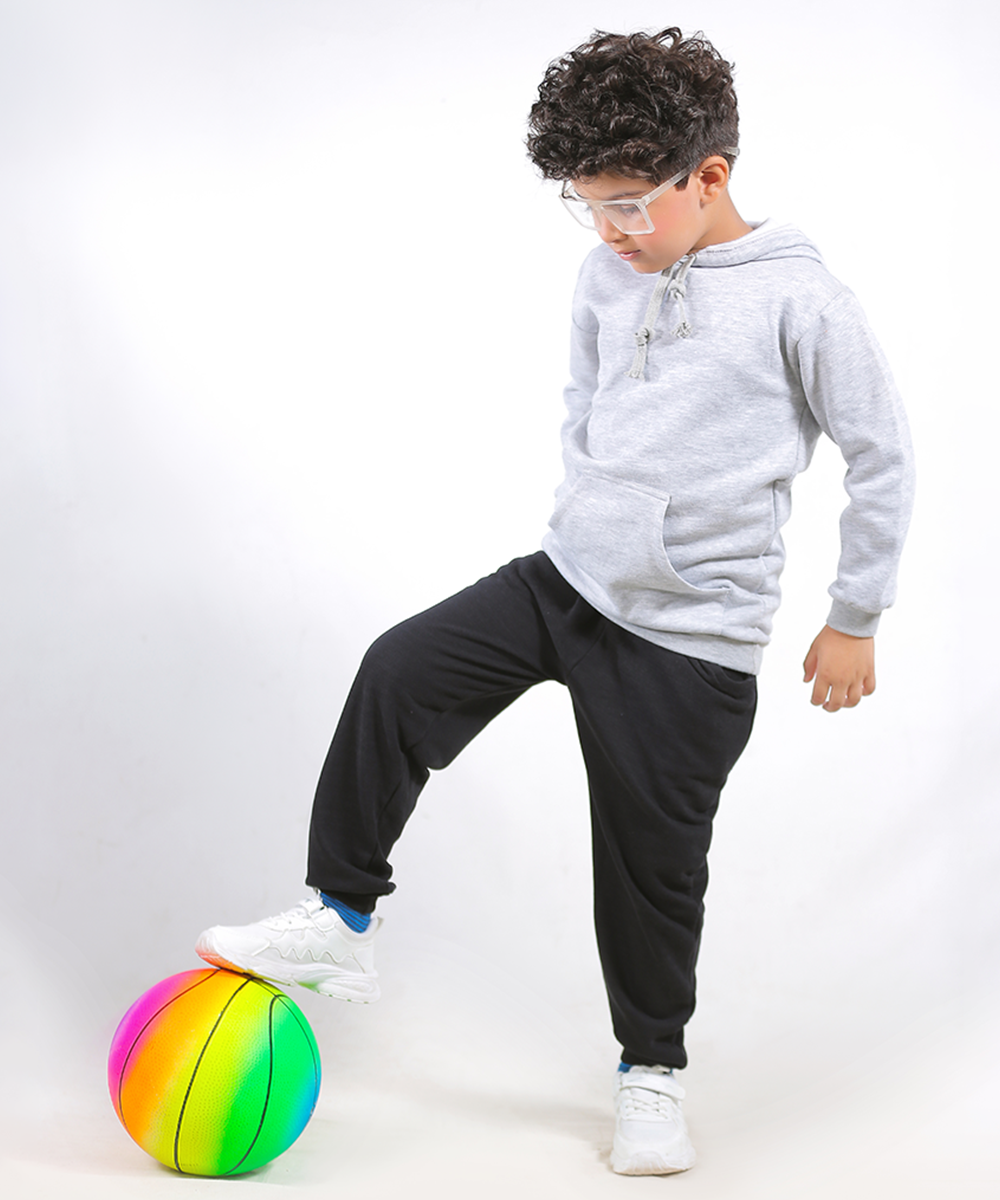 Basic Heather Gray Hoodie Set for Kids
