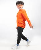 Basic Orange Hoodie Set for Kids