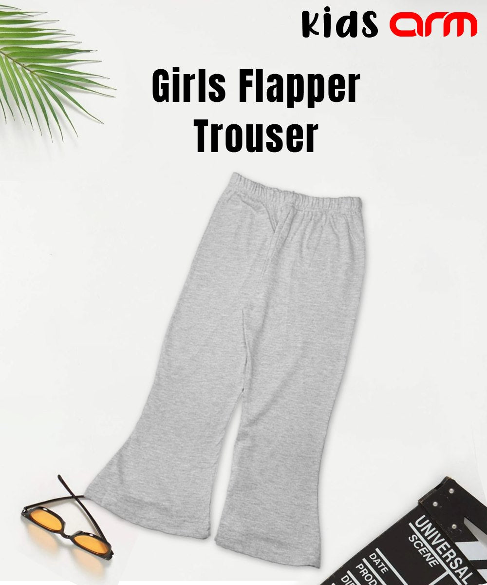 Basic Heather Gray Summer Flapper Trouser for Girls