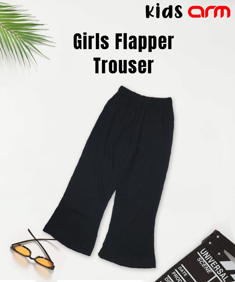Basic Black Summer Flapper Trouser for Girls