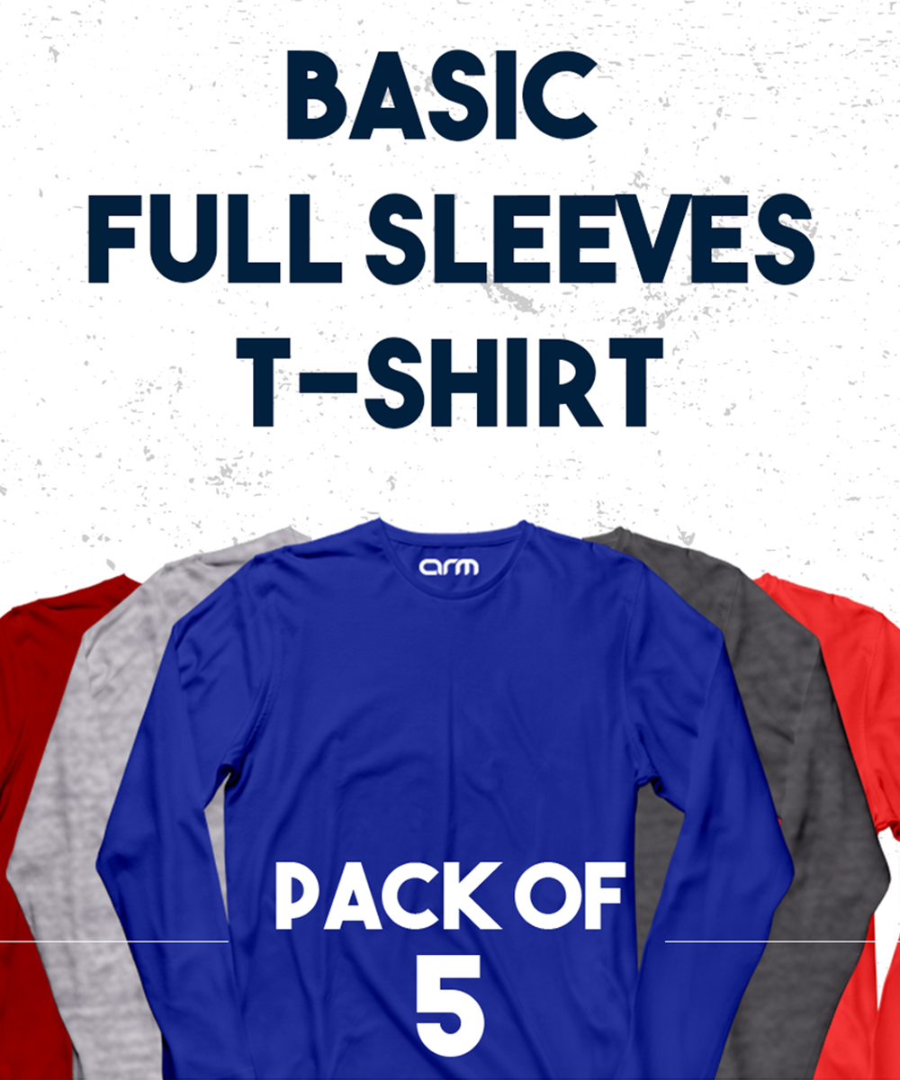 Pack of 5 Basic Full Sleeves T-Shirt