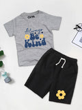 Always be kind Printed T-Shirt & Black Short Set