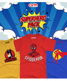 Pack of 3 T-Shirt For Kids - (BAT3-SPI3-SUPMAN3)