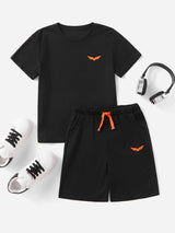 Eagle Graphic Printed T-Shirt & Black Short Set