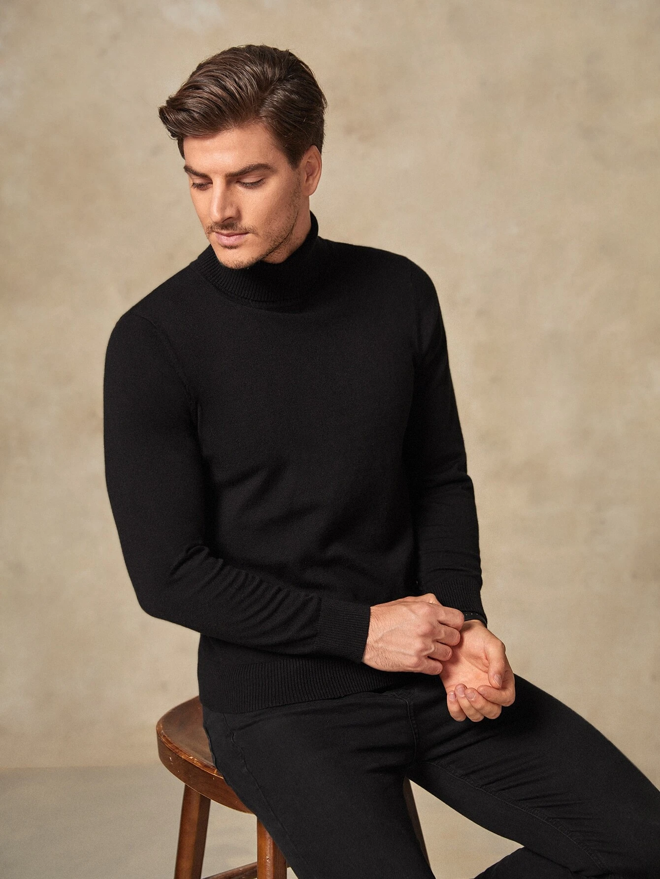 Black Basic High Neck - Men