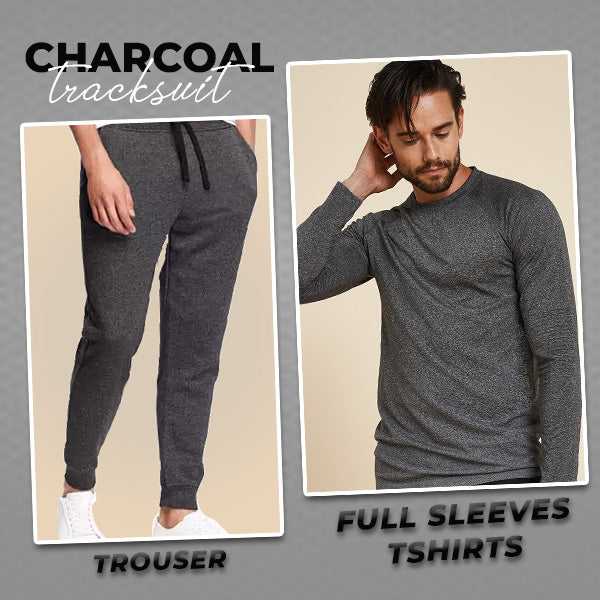 Charcoal Full Sleeves Tracksuit - Men