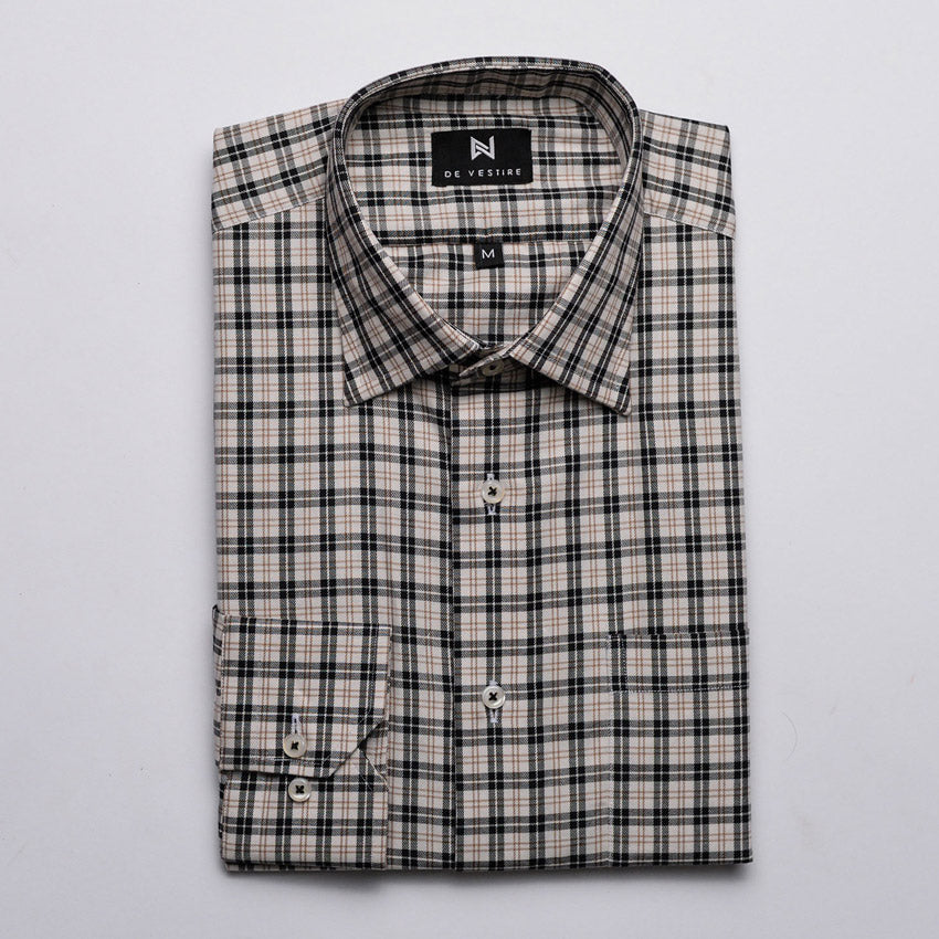 Brown & Black Large Check  Shirt For Men By De Vestire