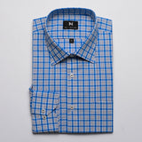 Blue & White Large Check Shirt For Men By De Vestire