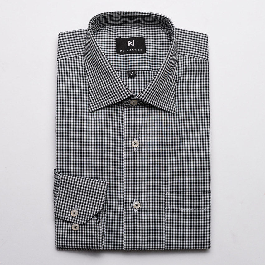 Black & White Small Check Shirt For Men By De Vestire