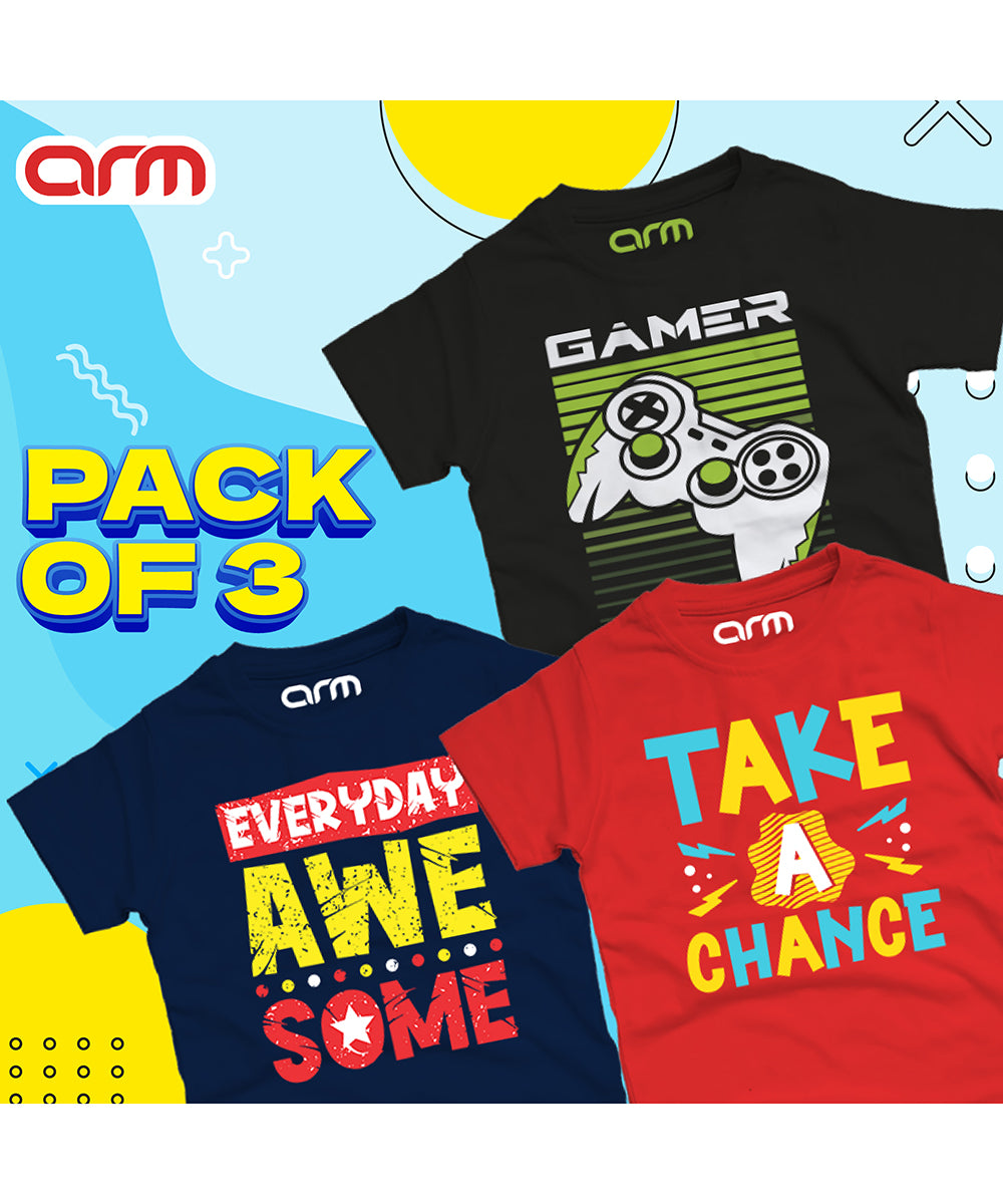 Pack of 3 T-Shirt For Kids - (EAWSOME-GAMER-TCHANCE)