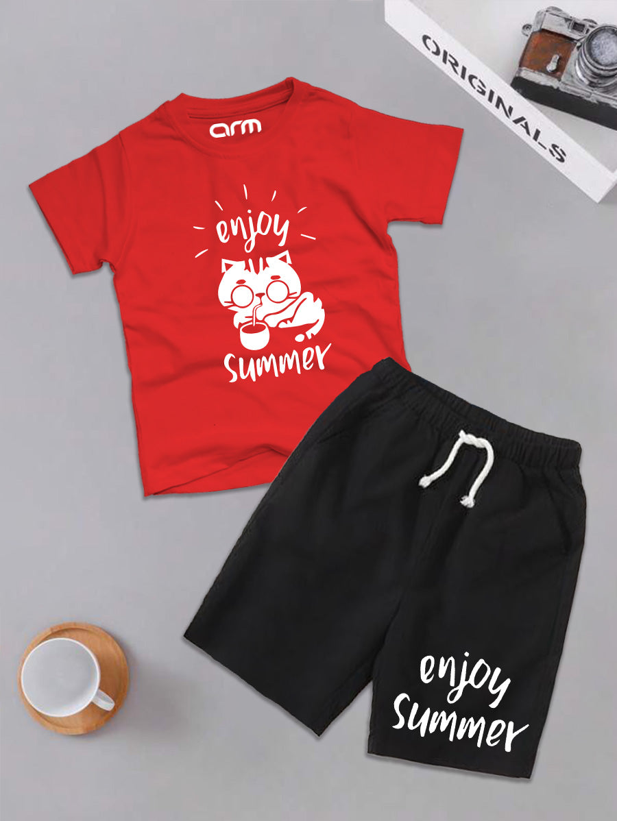 Enjoy Summer Cat T-Shirt & Short Set