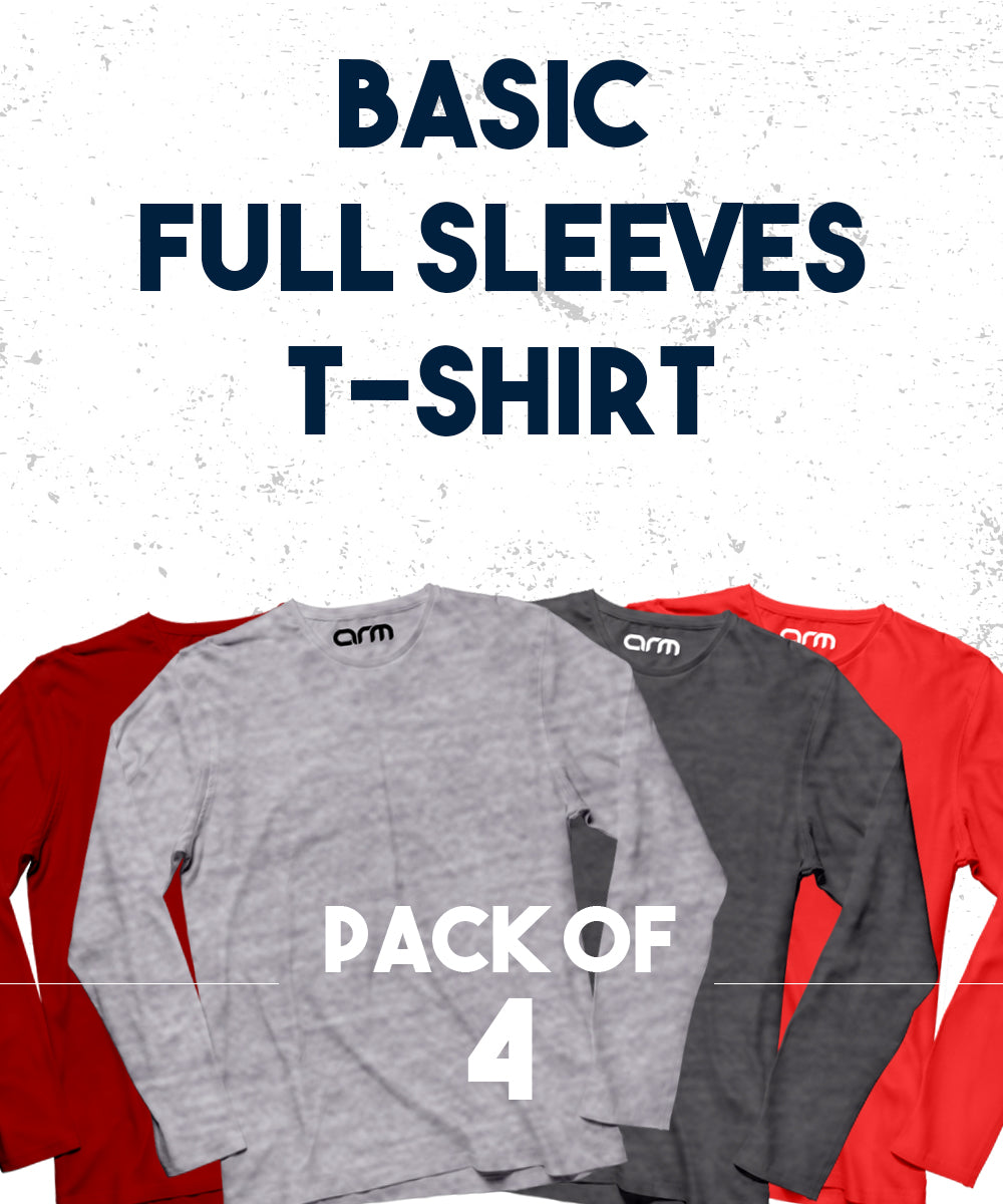 Pack of 4 Basic Full Sleeves T-Shirt