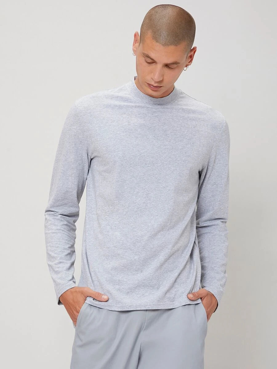 Basic Heather Gray Full Sleeves T-Shirt