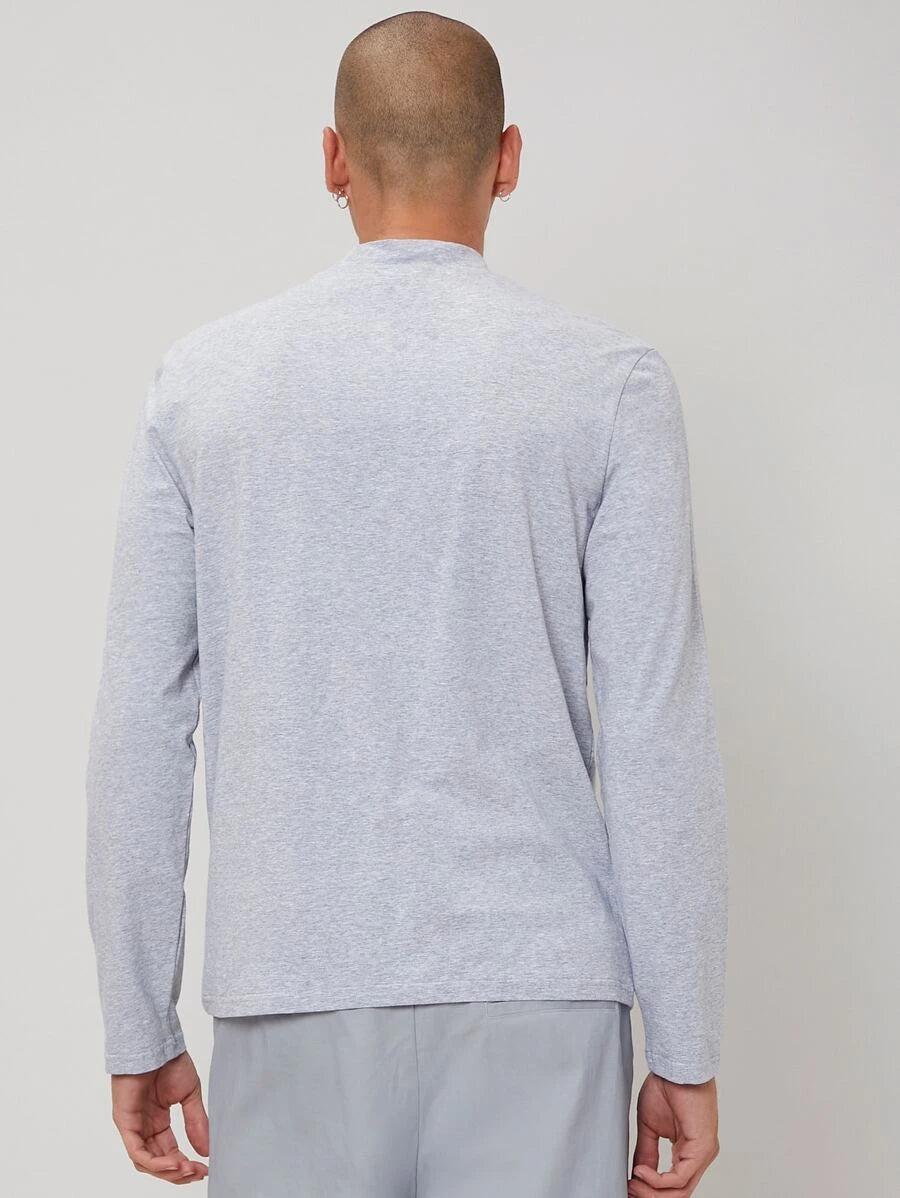 Basic Heather Gray Full Sleeves T-Shirt