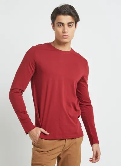 Basic Red Full Sleeves T-Shirt