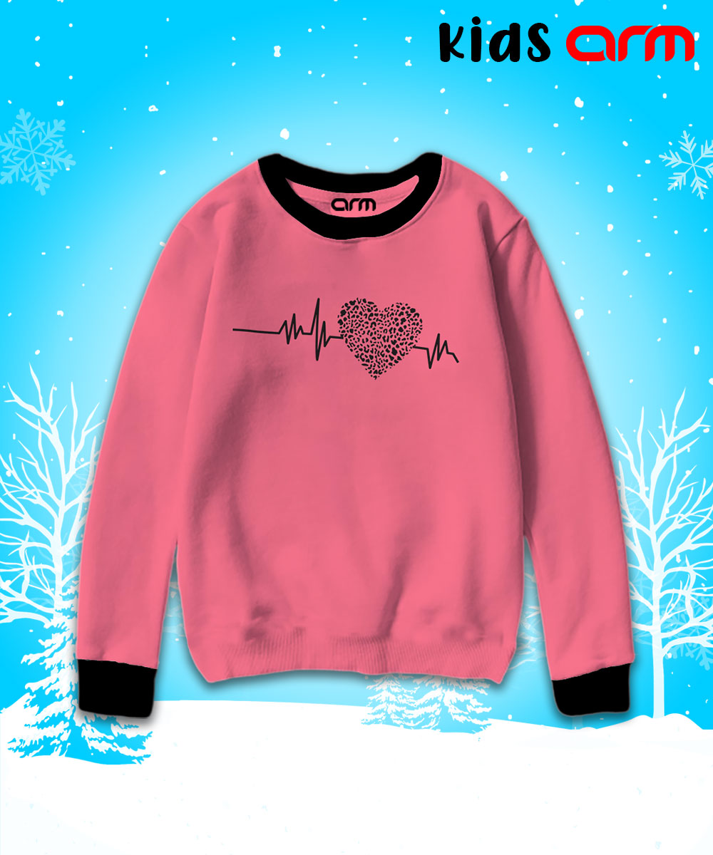 Heart Beat Contrast Sweat Shirt for Kids