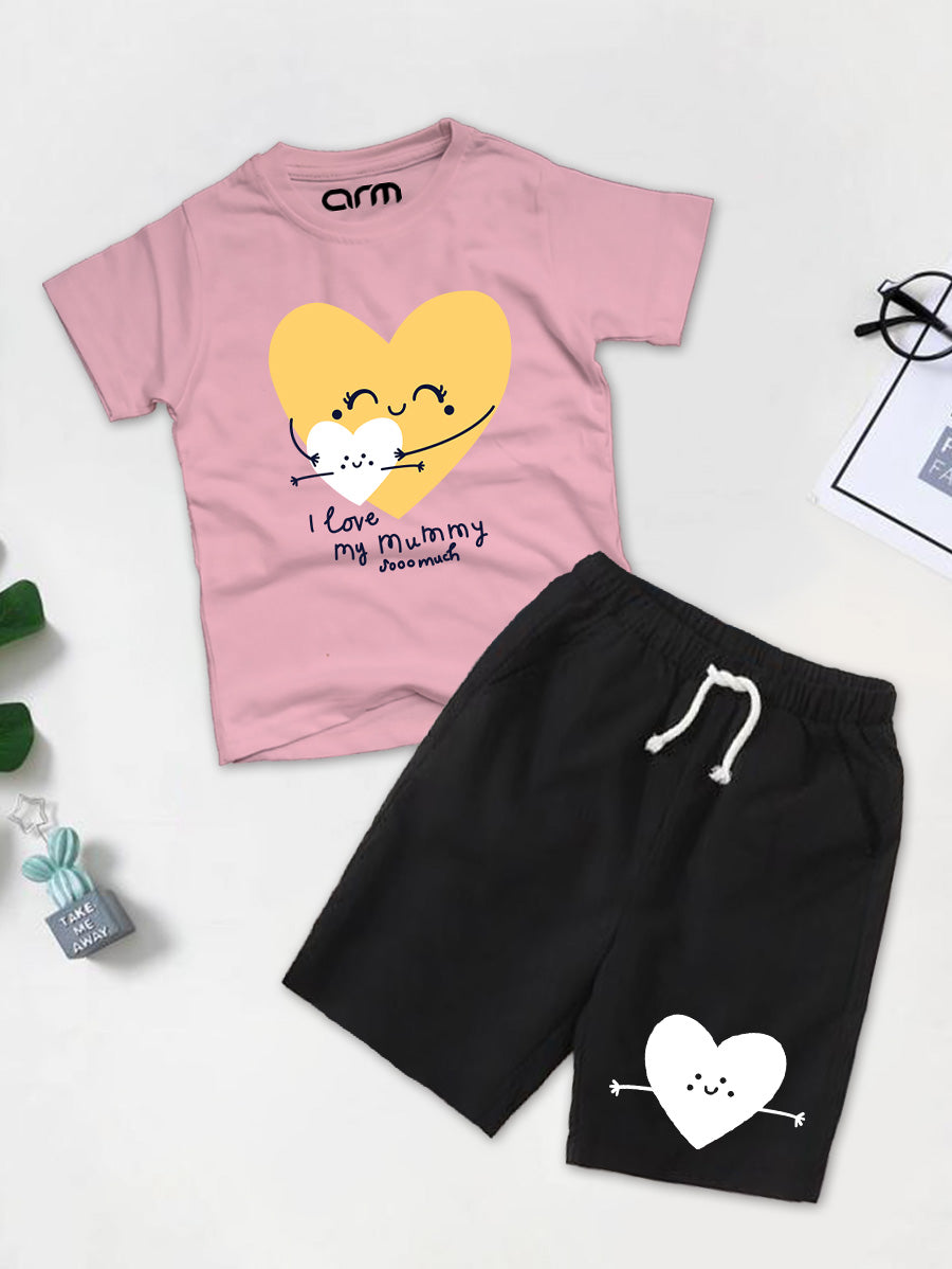 I love my Mummy Printed T-Shirt & Black Short Set