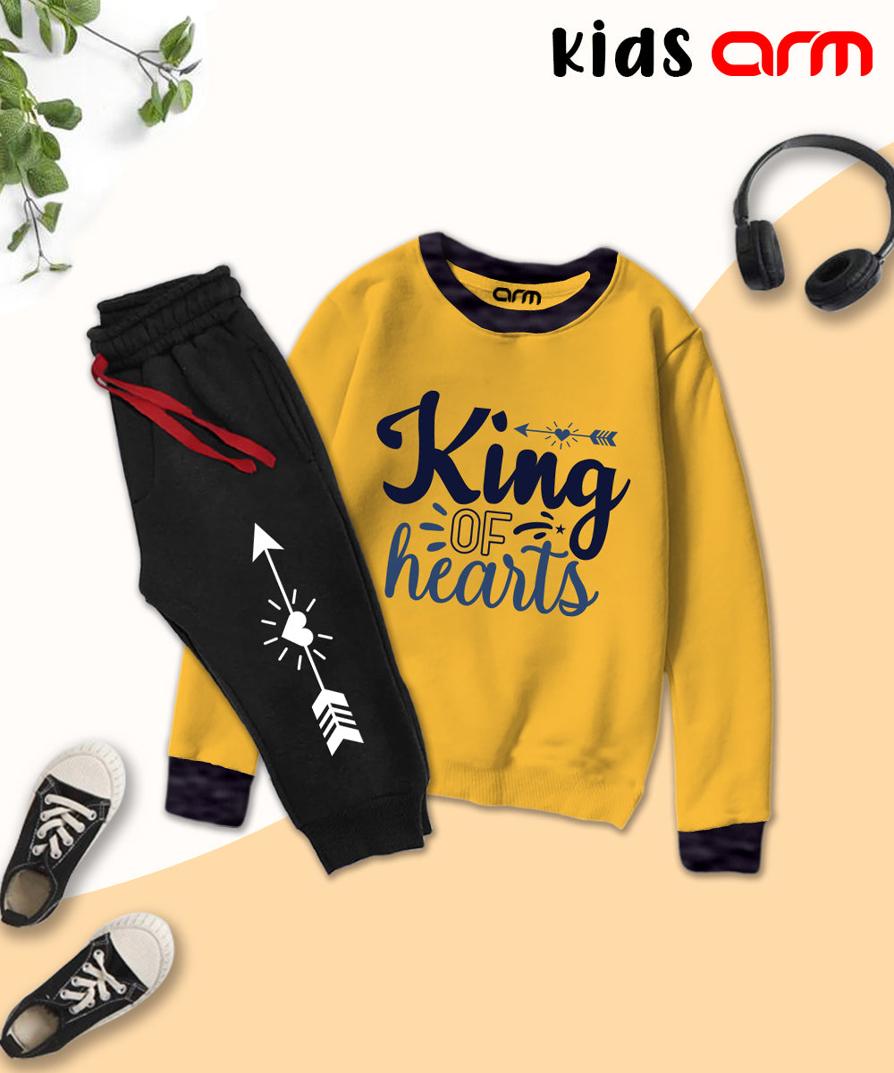 King of Hearts Contrast Tracksuit for Kids