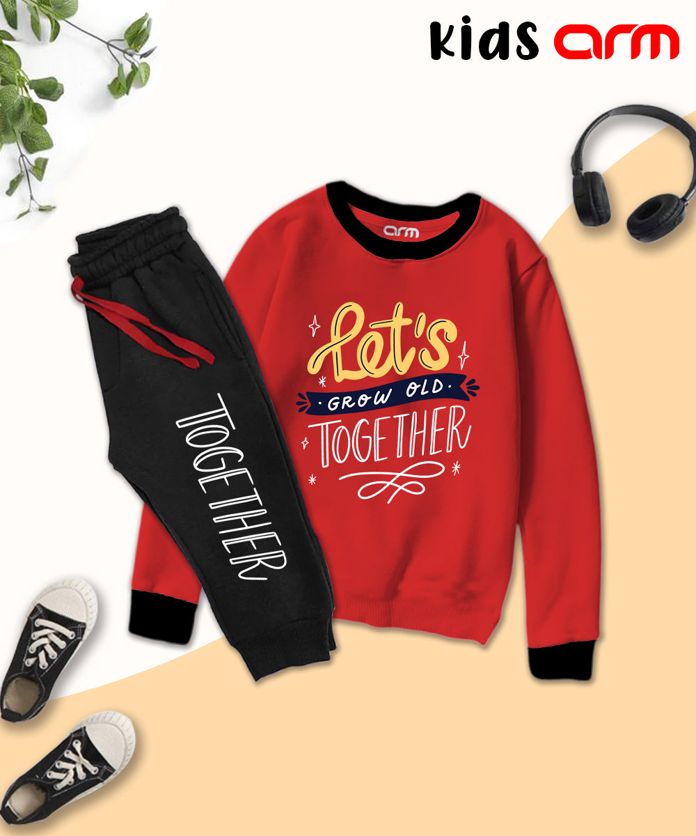 Let's Grow Old Contrast Tracksuit for Kids