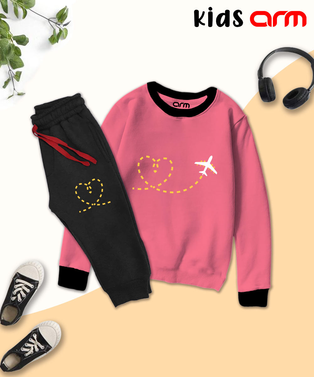 Love Aeroplane Contrast Tracksuit for Kids