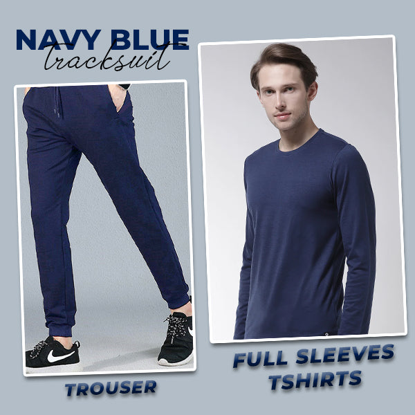 Navy Blue Full Sleeves Tracksuit - Men