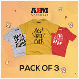 Pack of 3 T-Shirt For Kids - NOISE-BESTKID-ROAR
