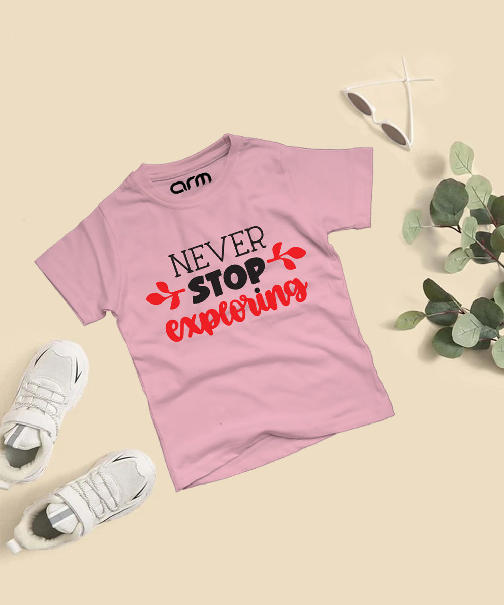 Never Stop Exploring T-Shirt for Kids (NeverStopExploring-01)