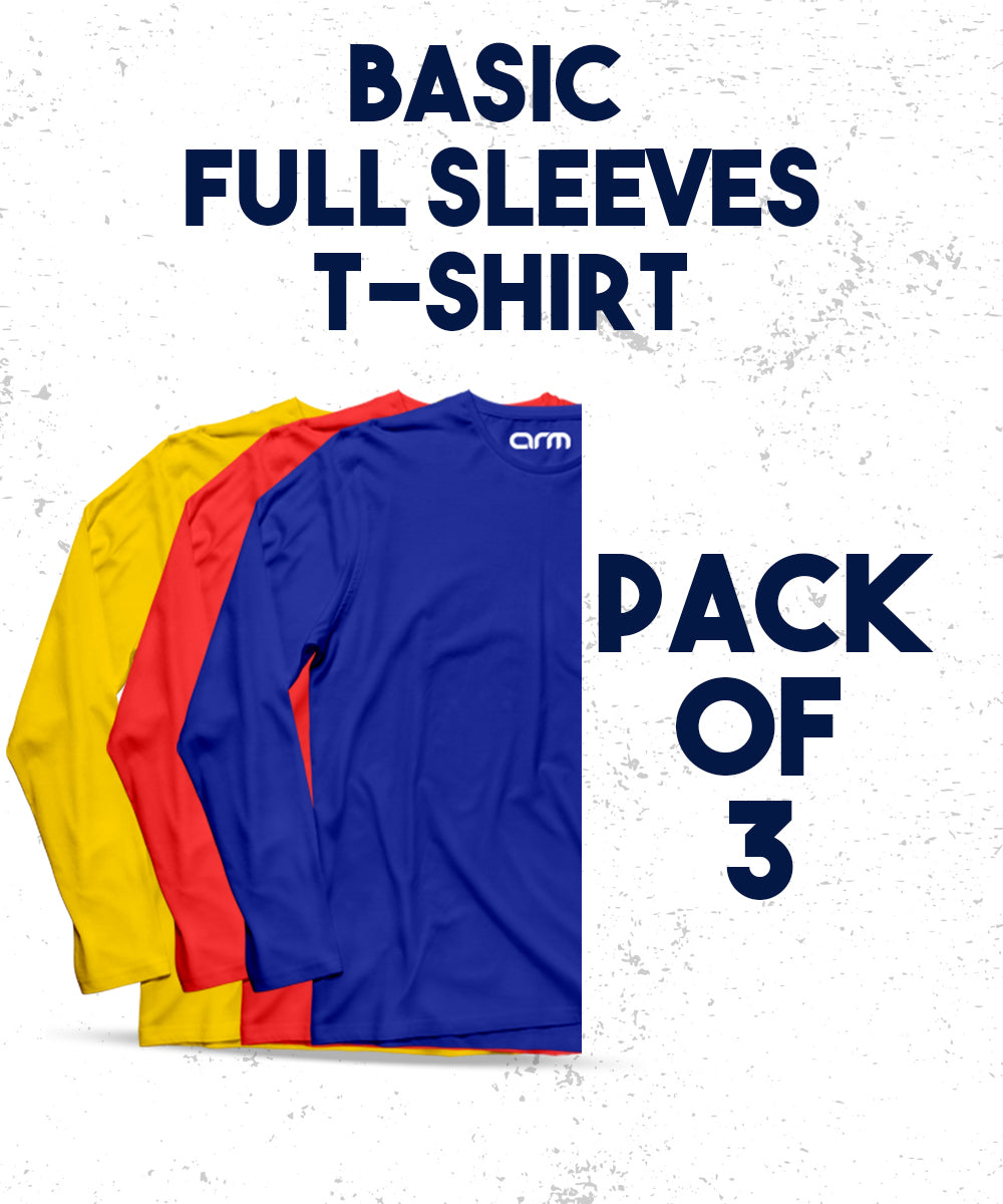 Pack of 3 Basic Full Sleeves T-Shirt