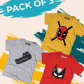 Pack of 3 T-Shirt For Kids - (BATMAN-CROCODILE-DEADPOOL)