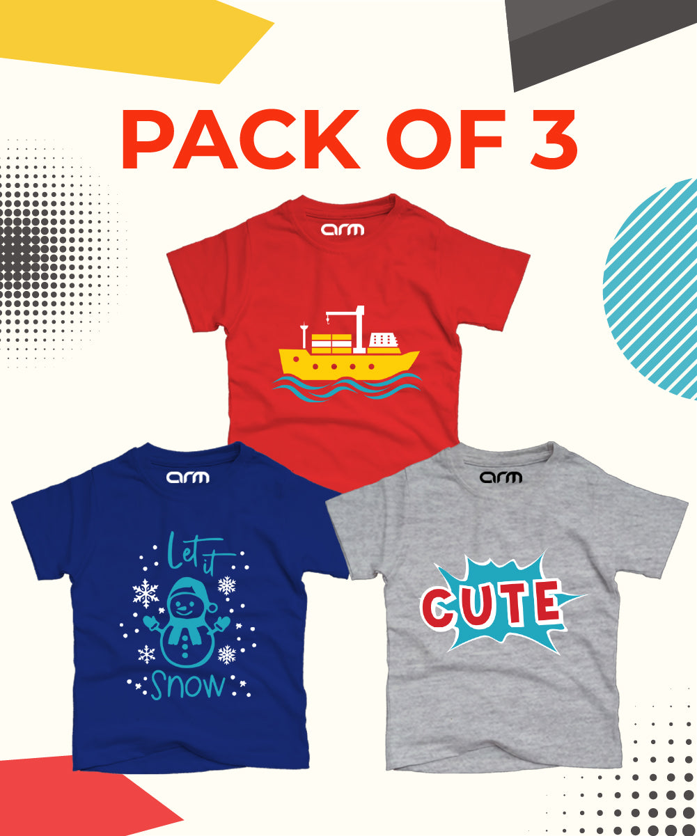 Pack of 3 T-Shirt For Kids - (SNOW-SHIP-CUTE)