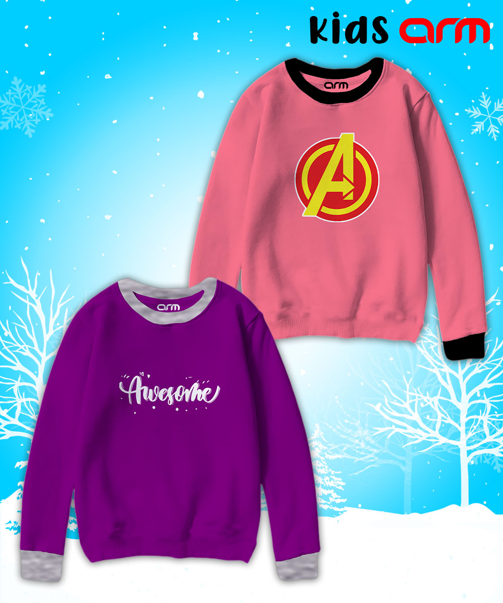 Pack of 2 Contrast Rib Sweat Shirts (AWSOME-AVENGERS)