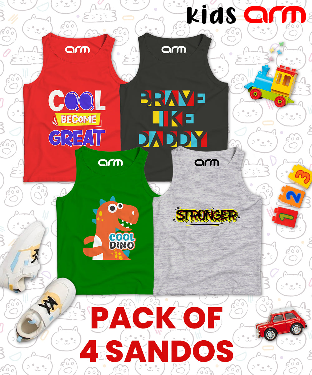 Pack of 4 Sando For Kids - (COOL-BRAVE-DINO-STRONGER)