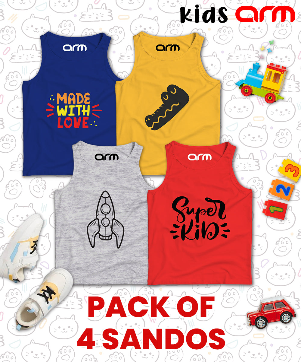 Pack of 4 Sando For Kids - (LOVE-CROC-ROCKET-SUPER)