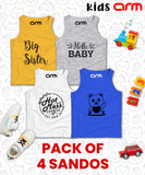 Pack of 4 Sando For Kids - (SISTER-BABY-HOTMESS-BEAR)