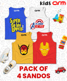 Pack of 4 Sando For Kids - (SUPER-AVENGER-FLASH-IRONMAN)
