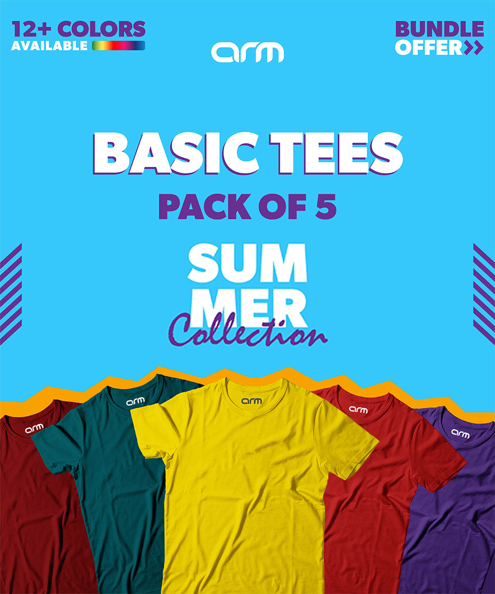 Pack of 5 Basic Unisex T-Shirts