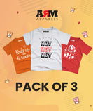 Pack of 3 T-Shirt For Kids - WAKEUP-HEYHEY-ROAR