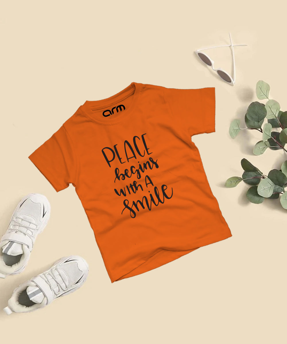 Peace Begins With A Smile T-Shirt For Kids