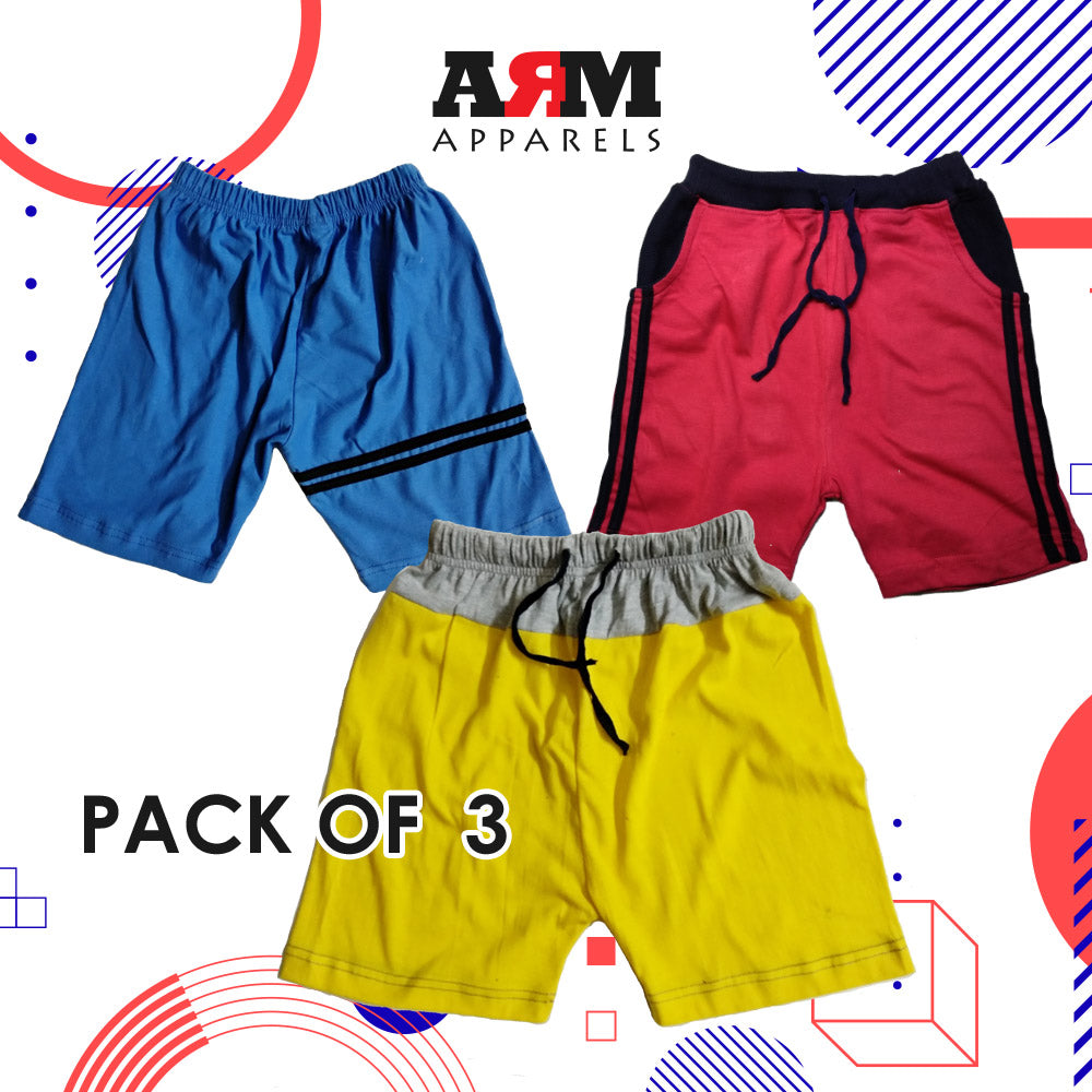 Pack of 3 Shorts For Kids - 01 (RDBL_RBSTR_YLHG)